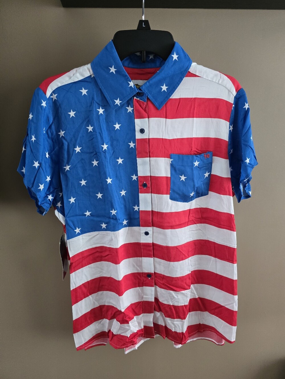 Tipsy Elves Women's Patriotic American Flag Button-Down Shirt. July 4th. NWT.